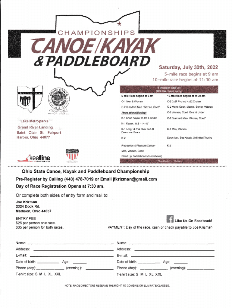Fillable Online Canoe Kayak Canada National Championships Fax Email