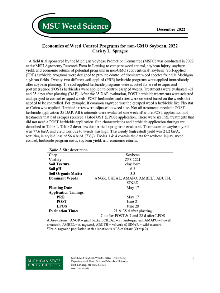 Fillable Online Project Details Weed control in nonGMO soybean Fax