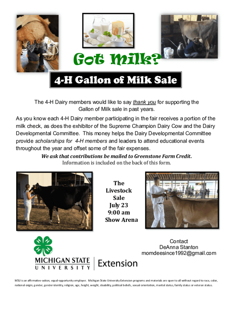 Fillable Online Got Milk! Extension and Dairy Grow Healthy and Strong