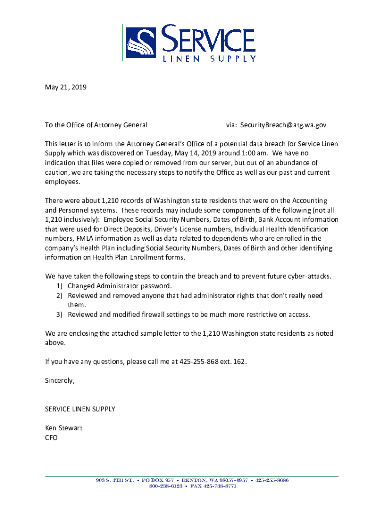 Fillable Online Data Breach Alert Washington State Department of