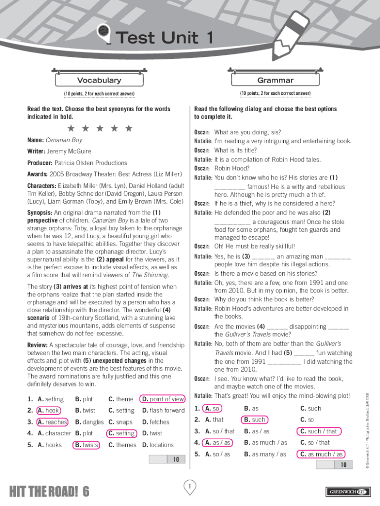 Fillable Online Test Unit 1 Fax Email Print - pdfFiller