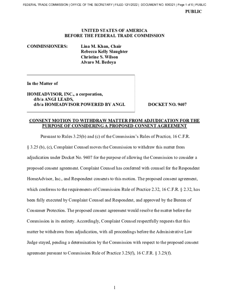 Fillable Online Consent Motion to Withdraw Matter from Adjudication for