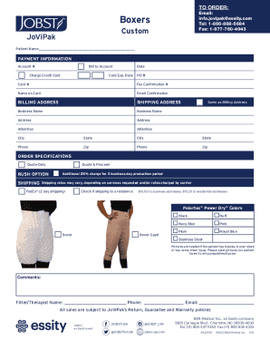 Fillable Online Jobst JoviPak Custom Leg Order Form Fax Email Print ...