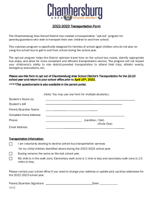 CASD Transportation Opt-out Form &amp;amp; Information