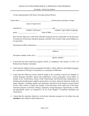 Affidavit of Supervisor of Home Education Program