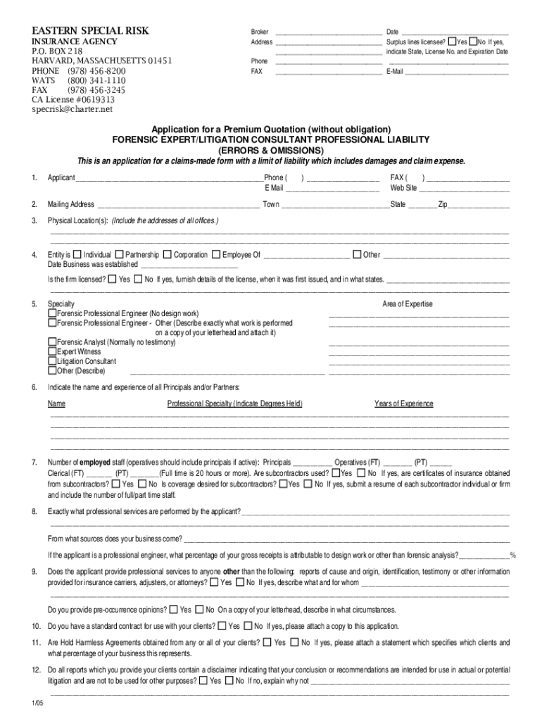 Fillable Online Surplus Lines Working Group Biographical Affidavit Form