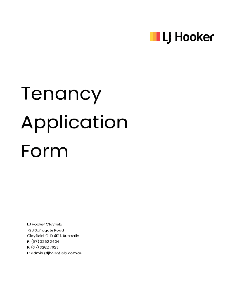 Fillable Online LJ Hooker Clayfield Rentals & Application Form Fax