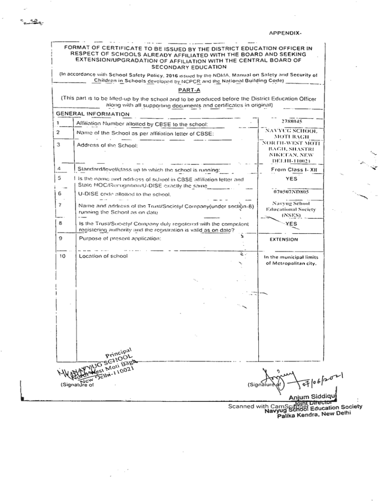 Fillable Online Format Of Certificate To Be Issued By The District