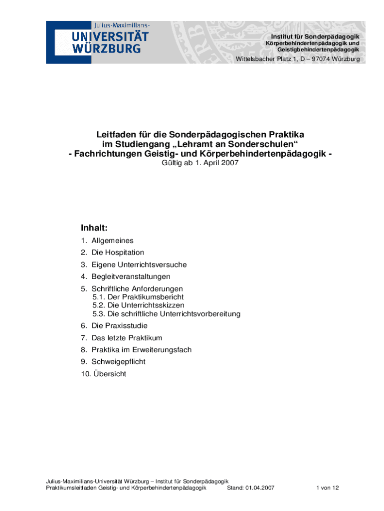 Ausfüllbar Online Praktikumsleitfaden G&K-Pdagogik SS2007 Fax Email ...
