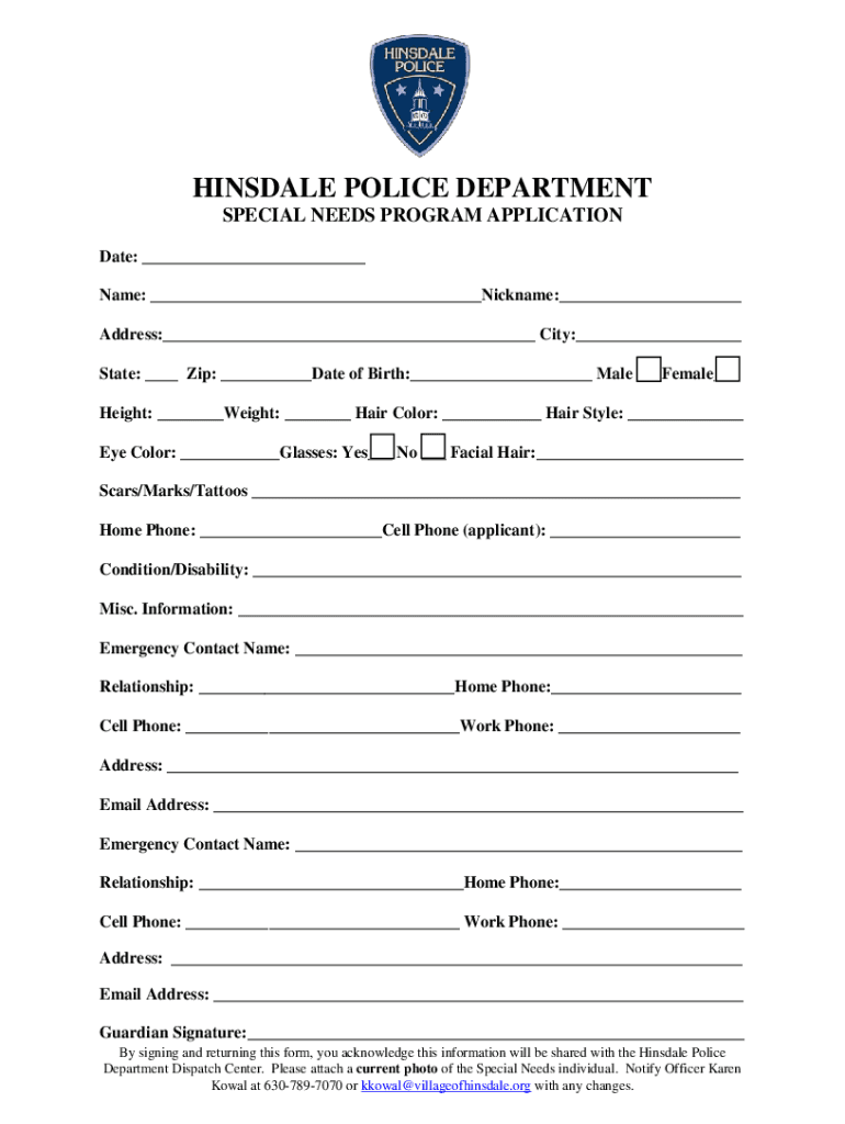 Fillable Online hinsdale police department hiring Fax Email Print