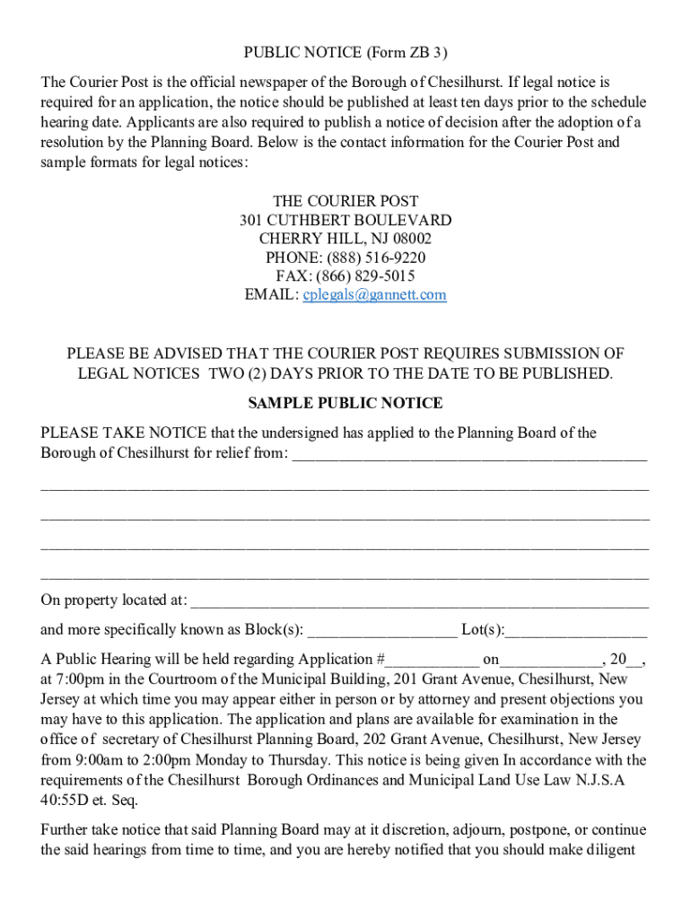 Fillable Online PUBLIC NOTICE SAMPLE FORM.docx Fax Email Print pdfFiller