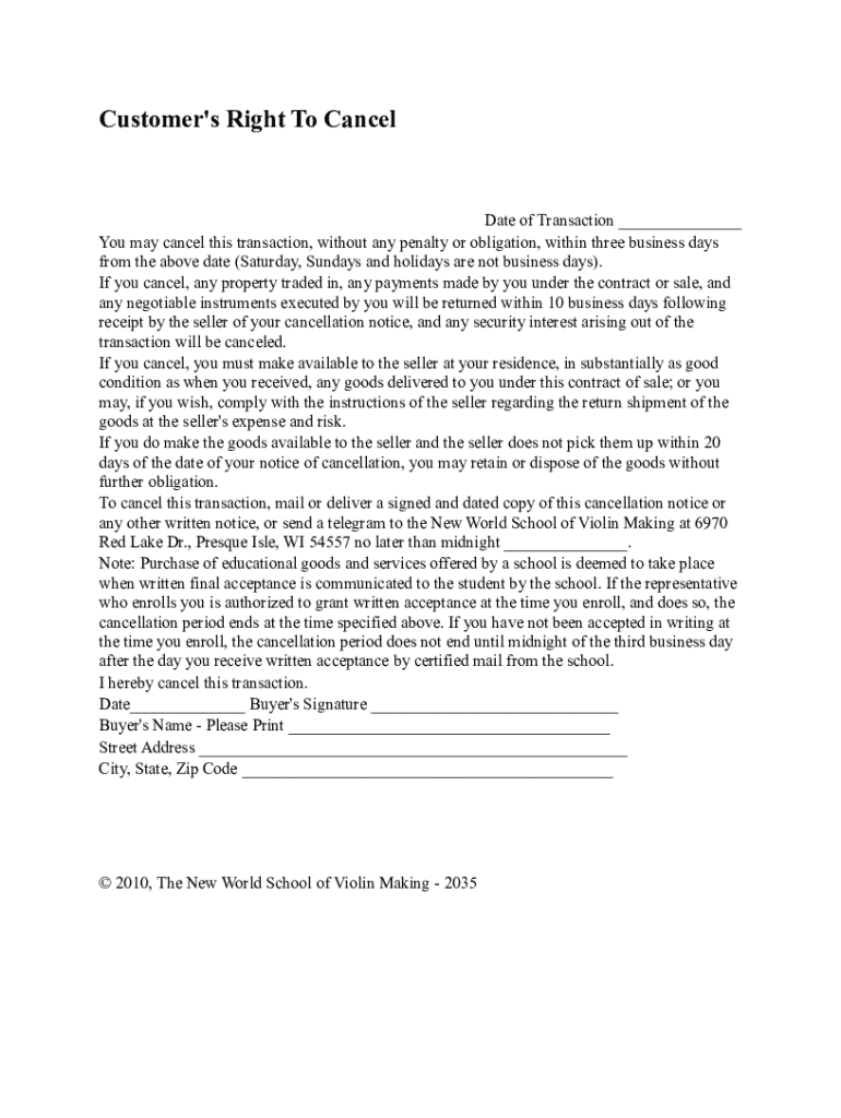 Fillable Online Rule Concerning CoolingOff Period for Sales Made at