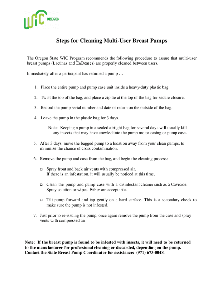 Fillable Online How To Clean Breast Pump Parts ( As per the CDC Fax