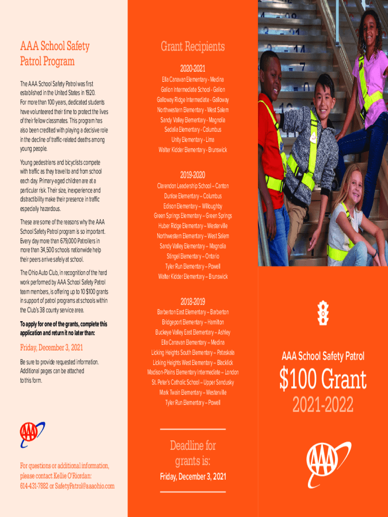 Fillable Online 100 Years of the AAA School Safety Patrol Program Fax