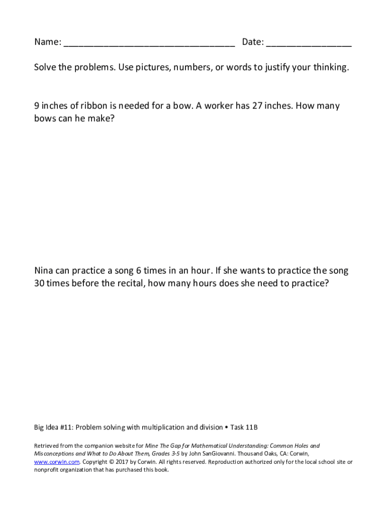 Fillable Online GRADE 5 STUDENT WORKBOOK Grade 5MODULE 2 Fax Email