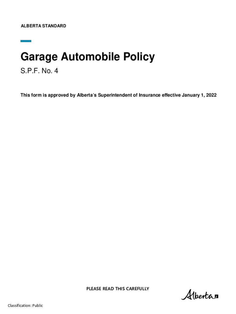 Fillable Online Alberta Certificate of Automobile Insurance (Garage