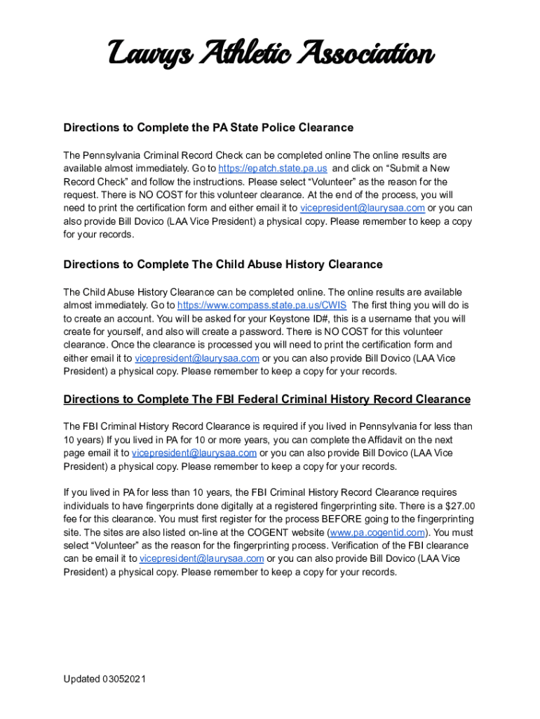 Fillable Online PA State Police CRIMINAL RECORD CHECK ONLINE Fax Email Print pdfFiller