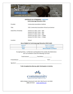 Certificate of AttendanceKentucky Continuing Legal ...