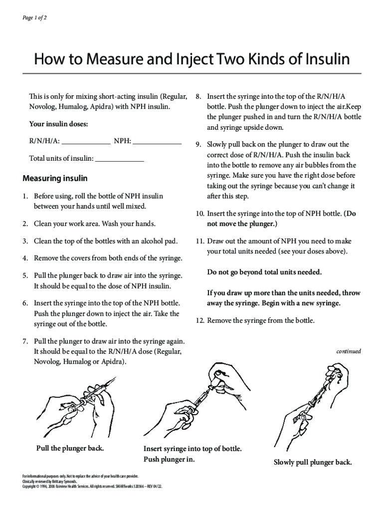 Fillable Online Did You Know Certain Insulins Can Be Mixed? Fax Email