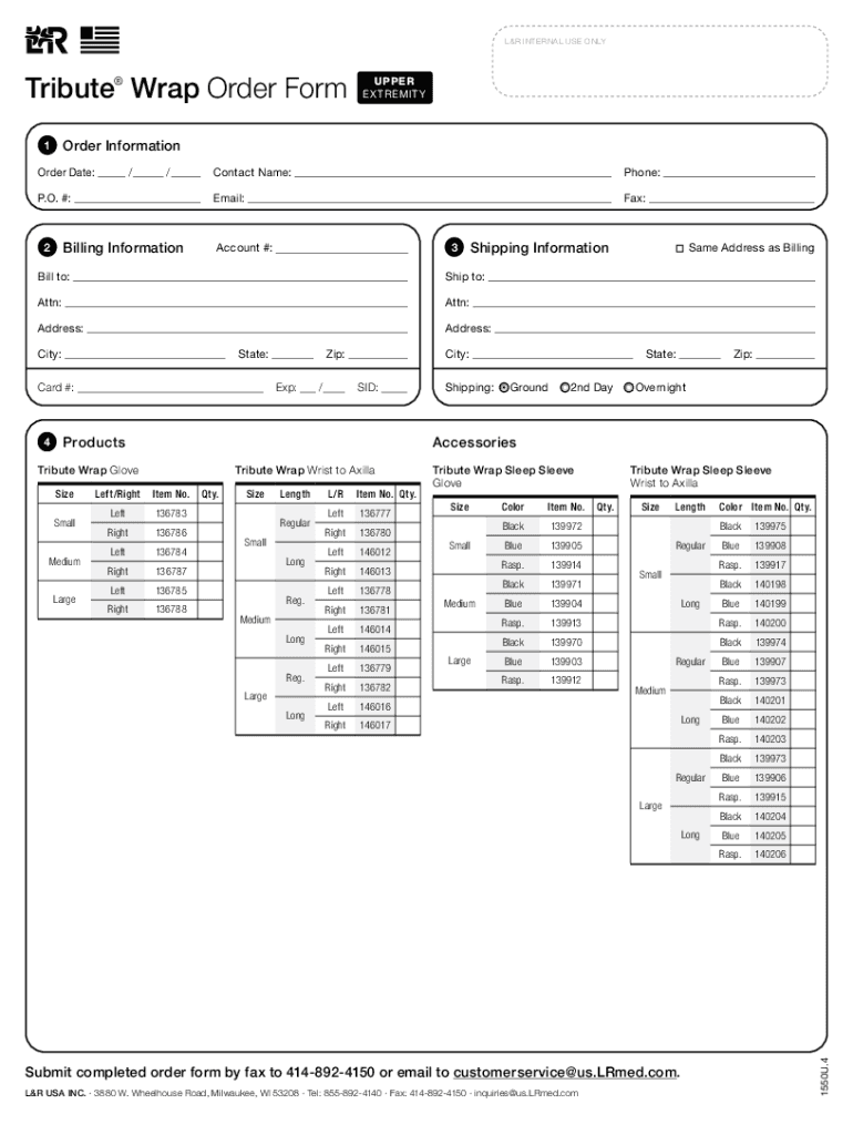 Fillable Online Tribute Wrap Order Form Fax Email Print pdfFiller