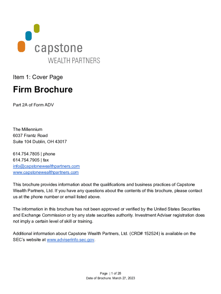 Fillable Online Capstone Wealth Partners Form ADV Part 2 Fax Email