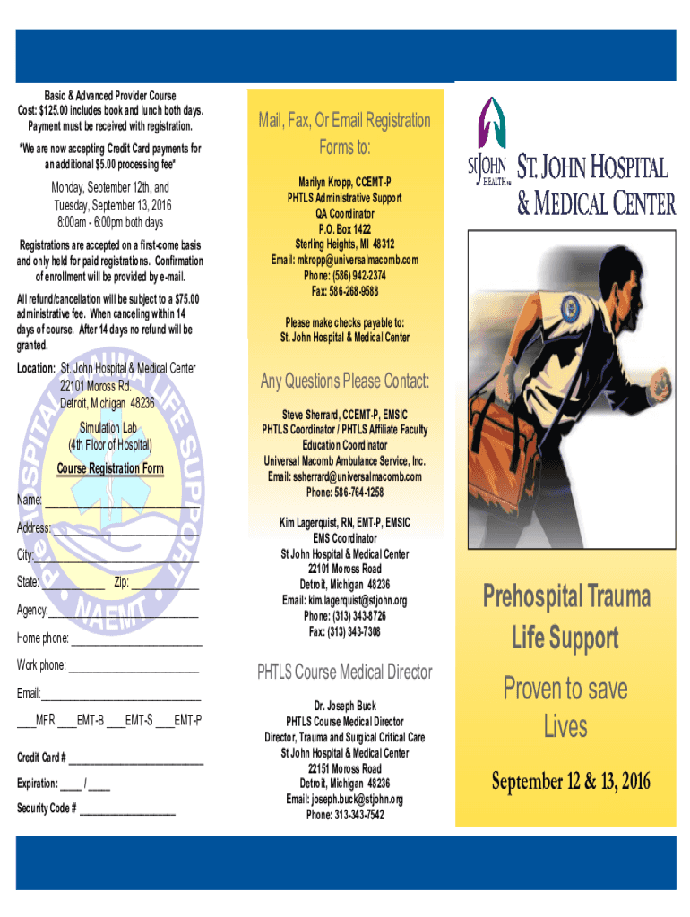 Fillable Online Prehospital Trauma Life Support Proven to save Lives Fax Email Print pdfFiller