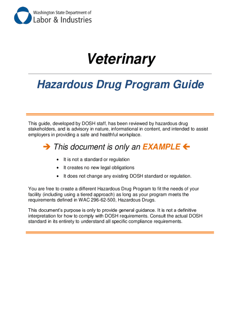 Fillable Online Veterinary Industry Sample Hazardous Drug Program