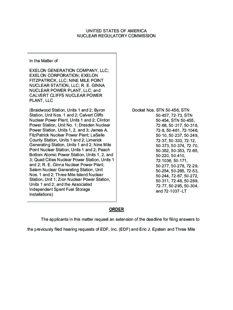 Fillable Online Order (Granting Combined Motions to Extend Deadlines to
