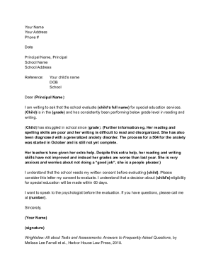 Form Letter to Request Evaluation