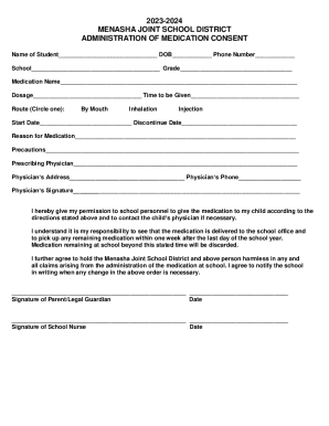 Fillable Online School Health Forms - Medication Consent E-Form Fax ...