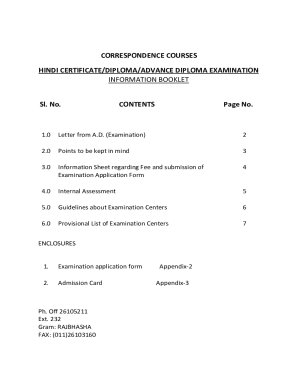 Fillable Online Correspondence Courses Hindi Certificate/Diploma