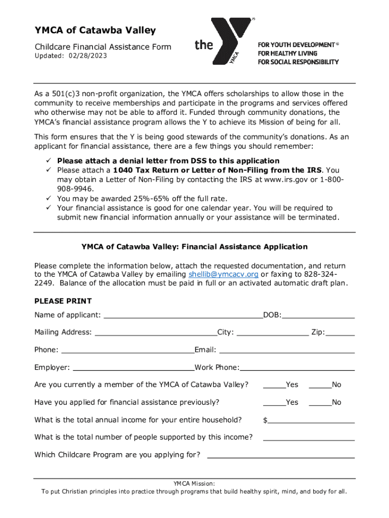 Fillable Online Childcare Financial Assistance Form Fax Email Print