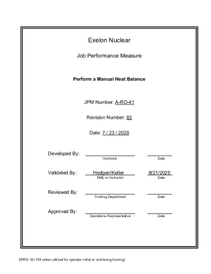 Perform a Manual Heat Balance JPM Number: A-RO-41 ...