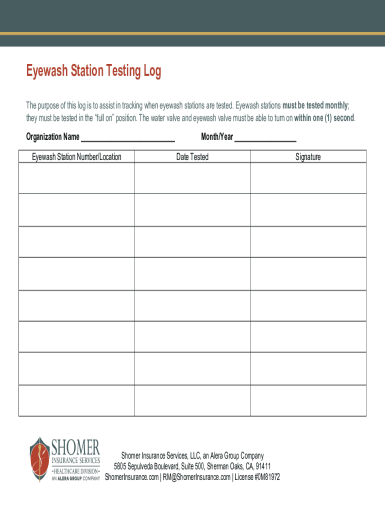 Fillable Online Eye Wash Station Inspection Requirements Fax Email