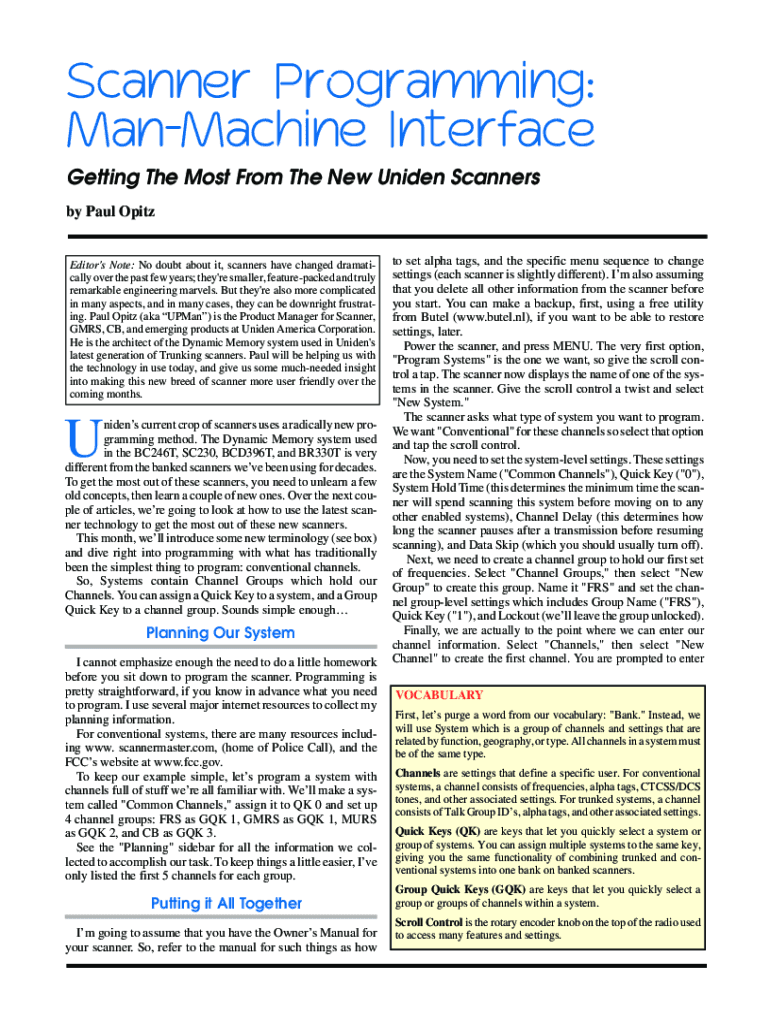 Fillable Online The Scanner Guys' Top Ten Classic Uniden Scanner