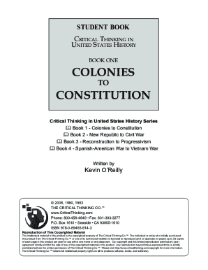 Colonies to Constitution: Critical Thinking in U.S. History ...