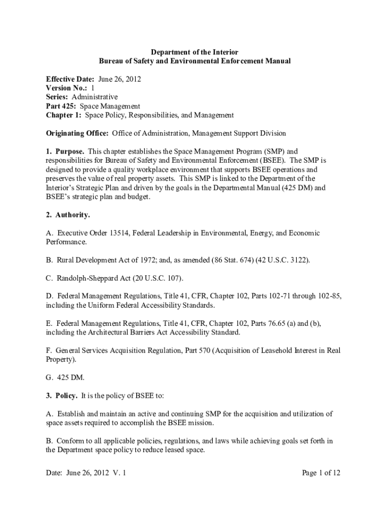 Fillable Online Space Policy, Responsibilities, and Management. Space