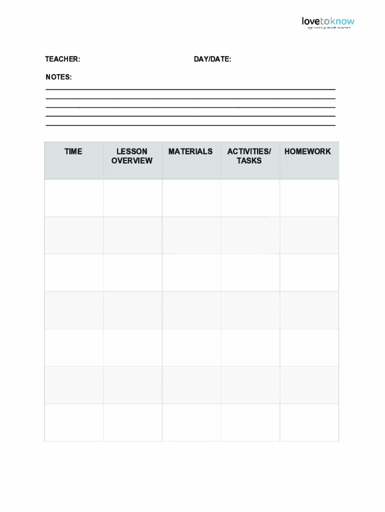 Fillable Online Daily Lesson Plan Template. Daily Lesson Plan Template