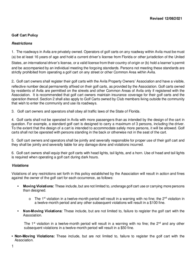 Fillable Online Golf Cart Policy Fax Email Print pdfFiller