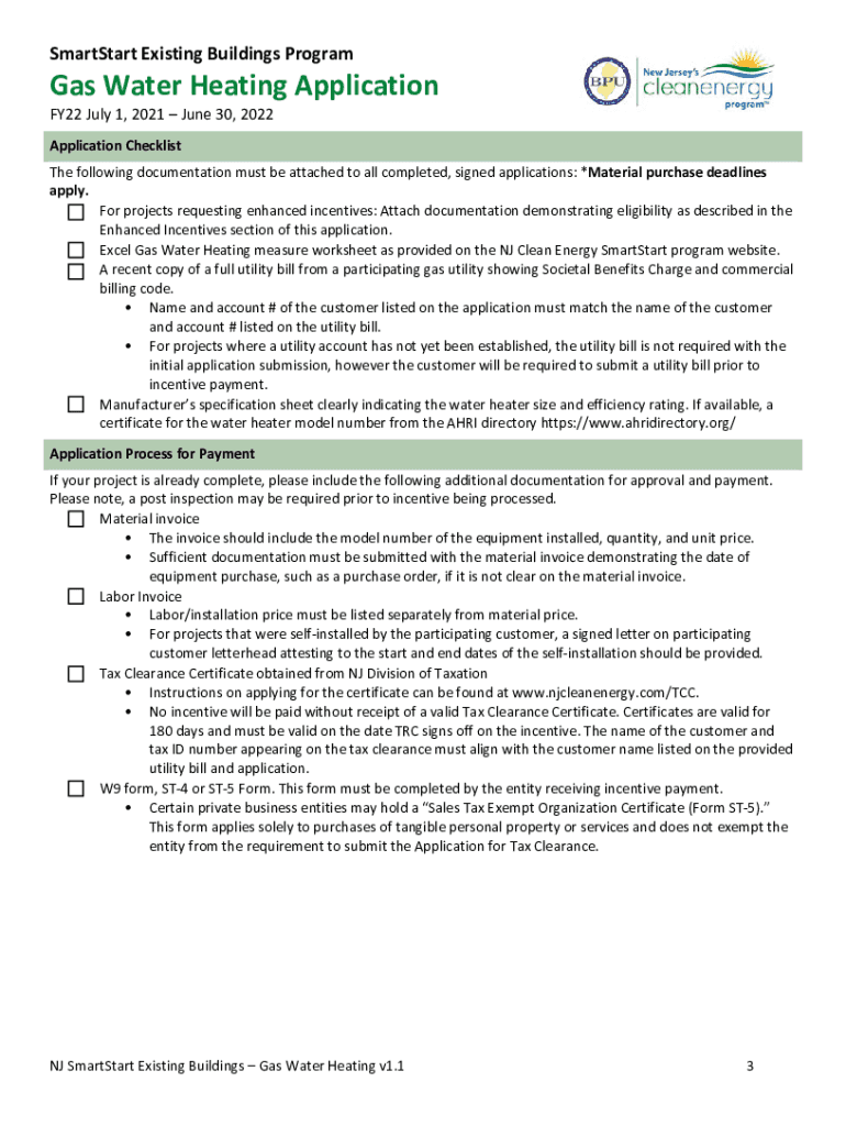 Fillable Online NJ SmartStart Buildings Application Forms Fax Email