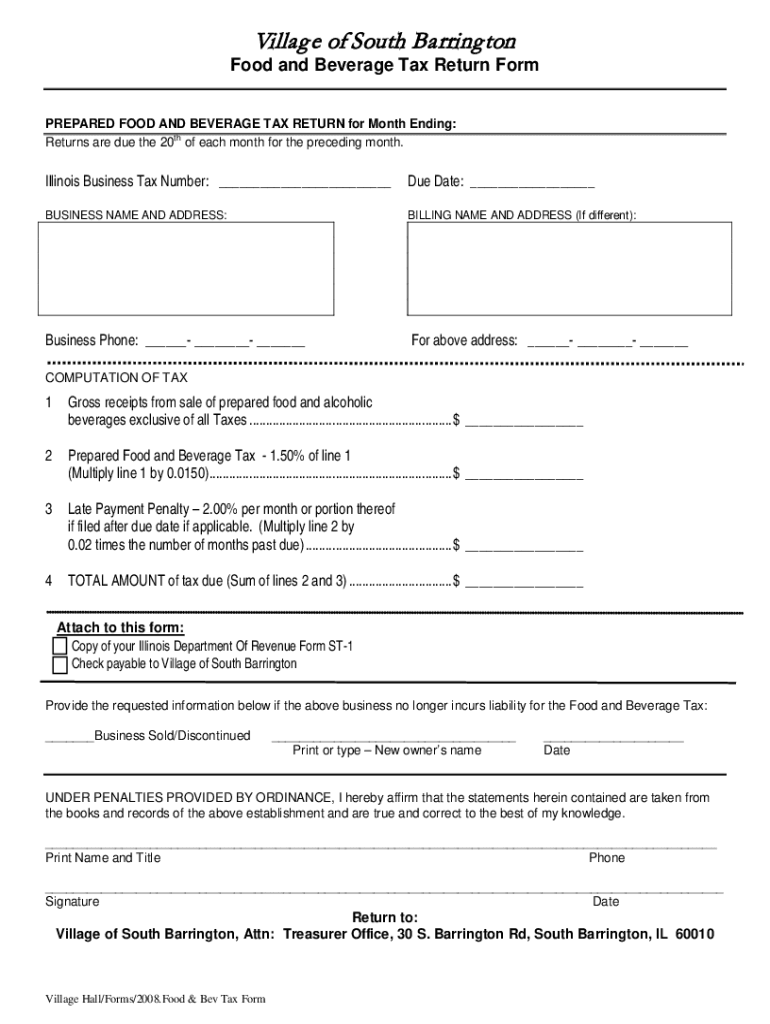 Fillable Online FoodandBeverageTaxPaymentForm Fax Email Print pdfFiller