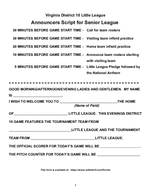 Fillable Online LITTLE STARS INVITATIONAL ANNOUNCER'S SCRIPT Fax Email ...