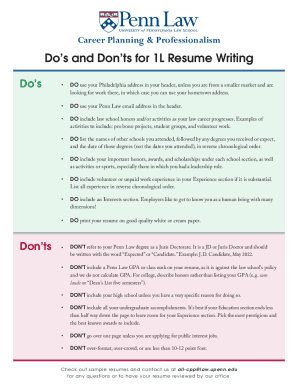 Do's and Don'ts for 1L Resume Writing