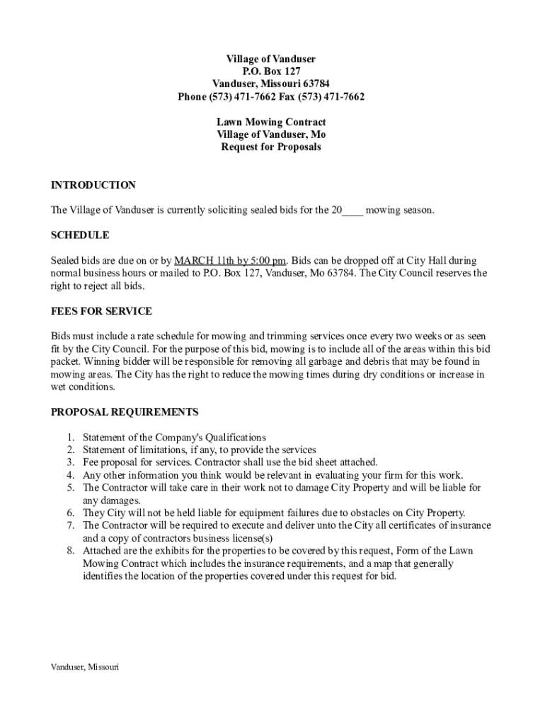 Fillable Online Village of Cross Plains REQUEST FOR PROPOSALS Fax Email