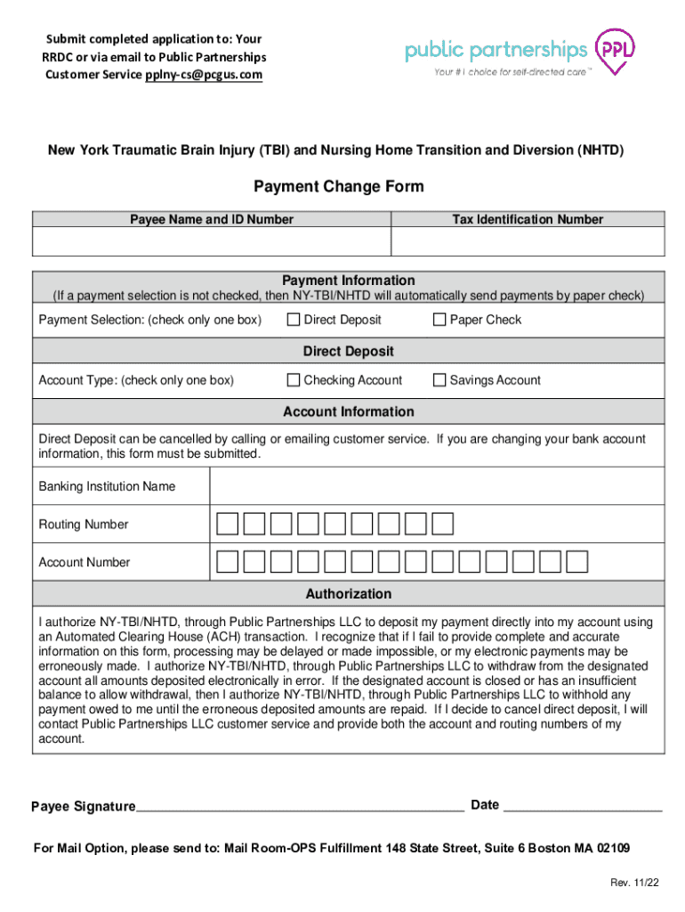 Fillable Online NY TBI Payment Change Form Fax Email Print - pdfFiller