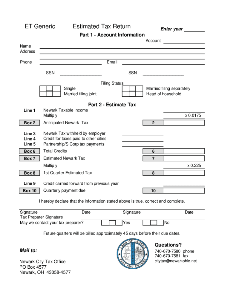 Fillable Online ET Generic Estimated Tax Return Fax Email Print pdfFiller