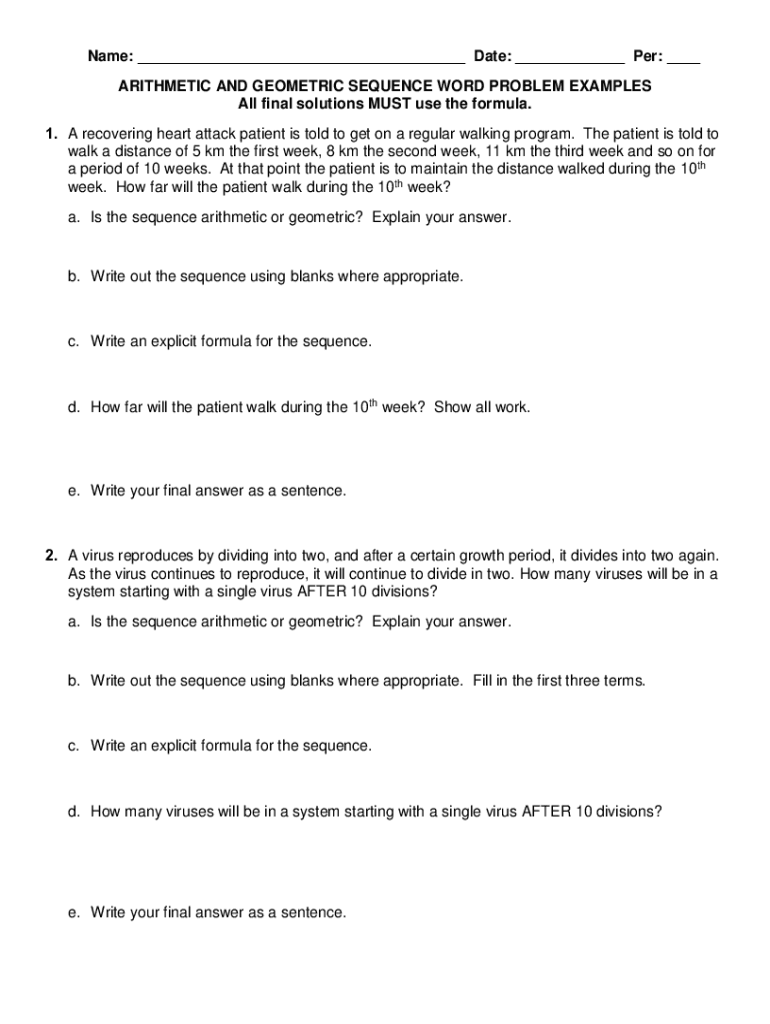 Fillable Online schoolwires henry k12 ga ARITHMETIC AND GEOMETRIC ...