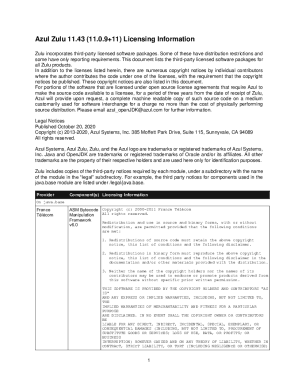 Fillable Online Azul Platform Core Third Party Licenses Fax Email Print ...