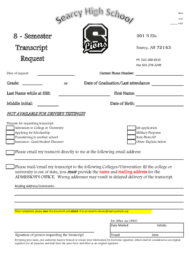 Fillable Online OFFICIAL TRANSCRIPT REQUEST O C P G U ID A N C E Fax ...