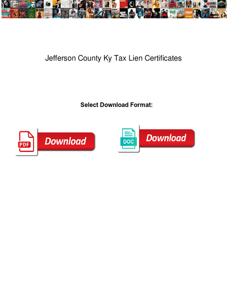 Fillable Online Jefferson County Ky Tax Lien Certificates Jefferson